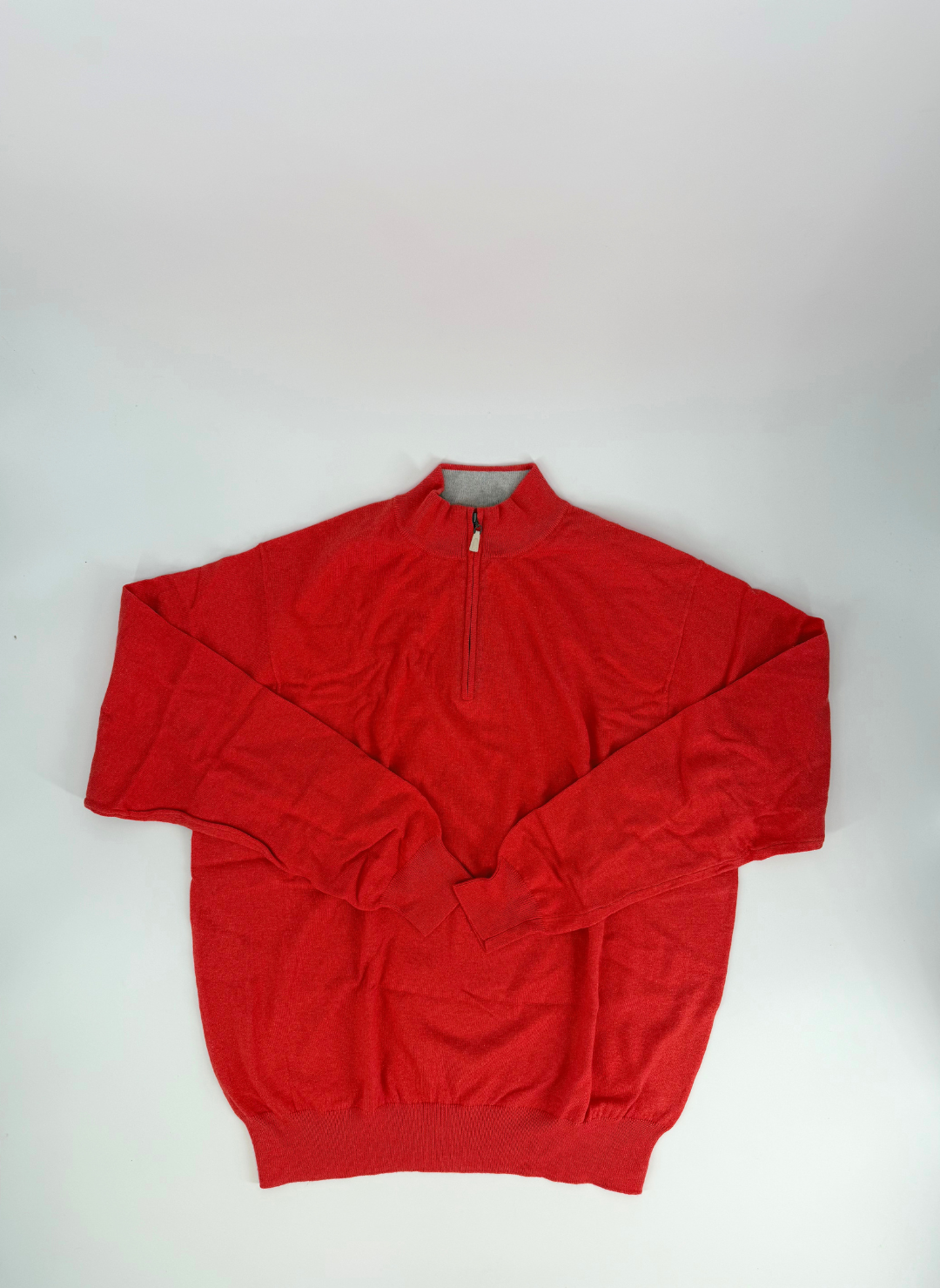 Cotton Cashmere Q-Zip Sweater in Red