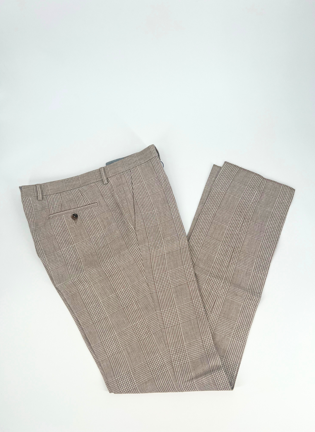 Glen Plaid Dress Pant in Light Brown
