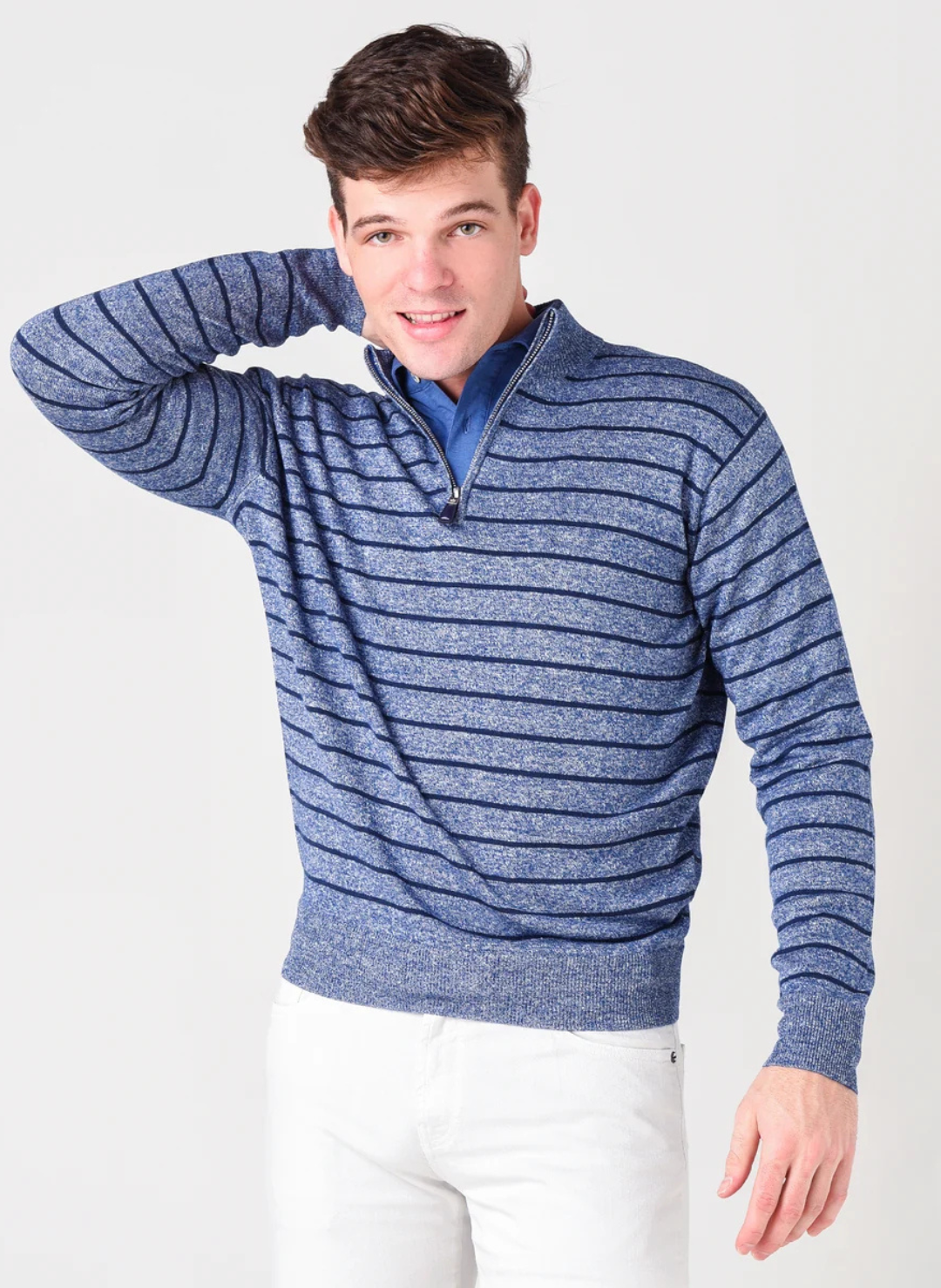 Crown Cool Q-Zip Sweater in Navy