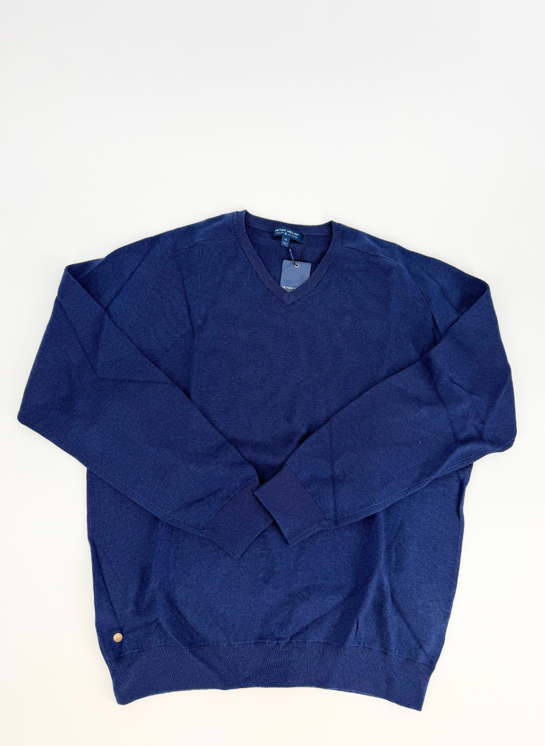 Cotton V-Neck Sweater in Navy