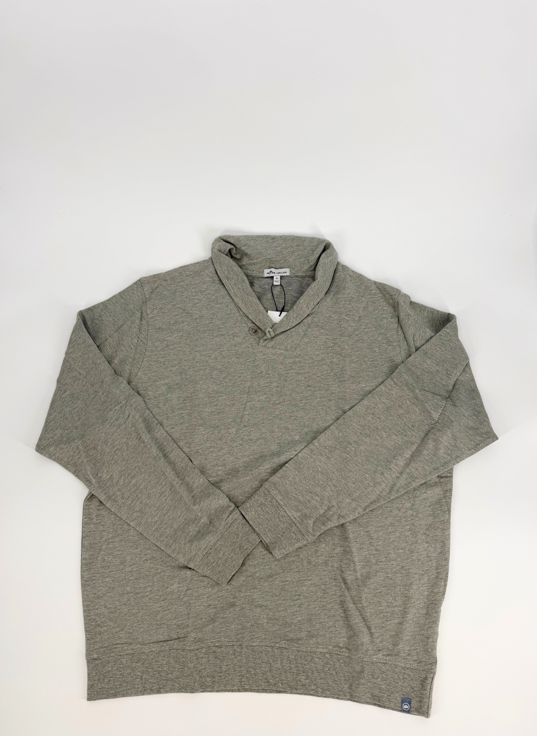 Cotton Shawl Collar Sweater in British Grey