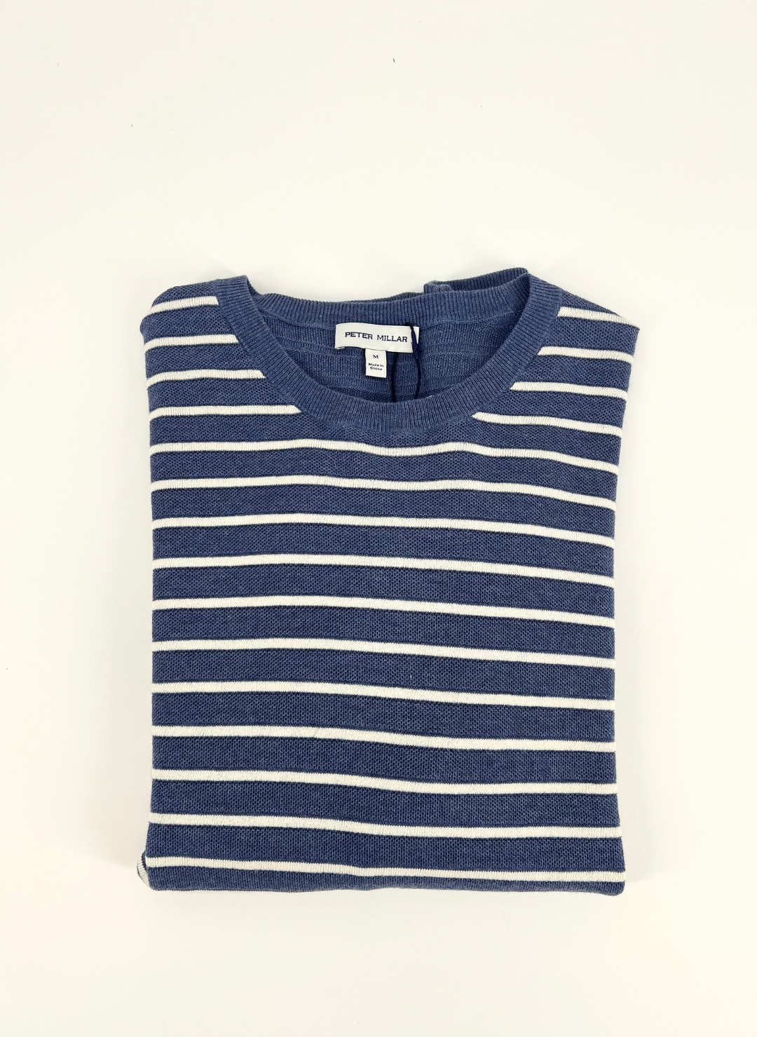 Cotton Stripe Crewneck in Blue