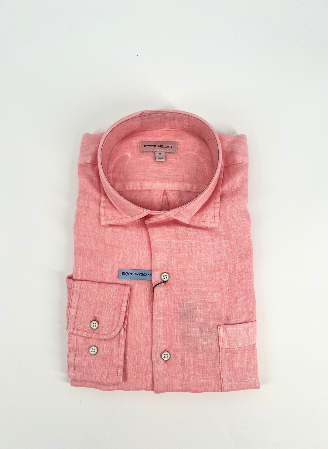 Coastal Garment Dyed Linen Sport Shirt in Pink