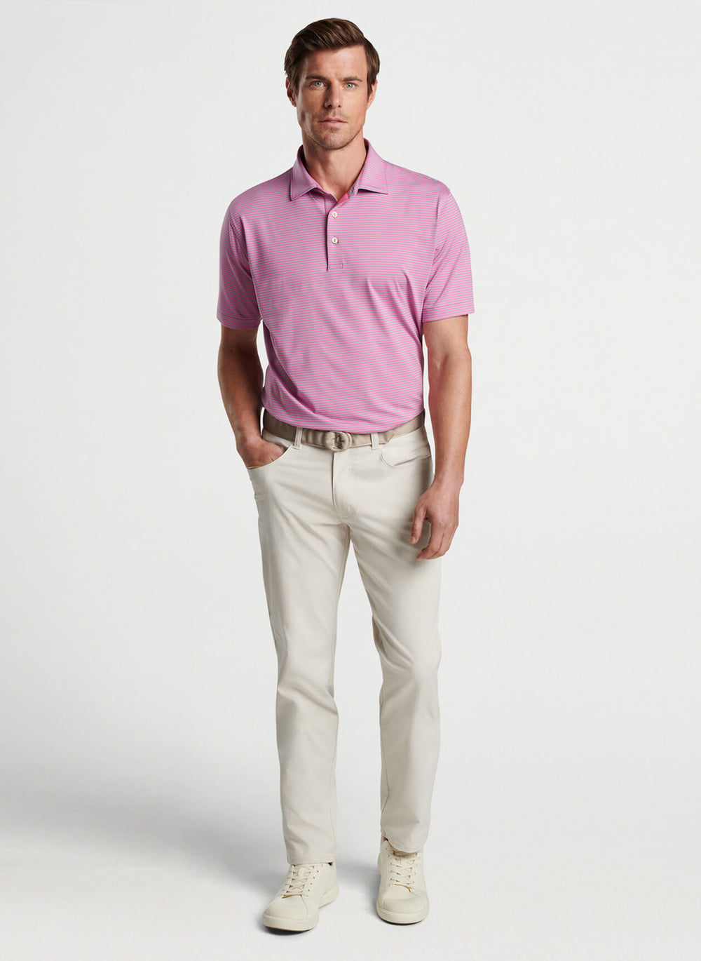 Peter Millar Hales Performance Jersey Polo In Lavender Fog