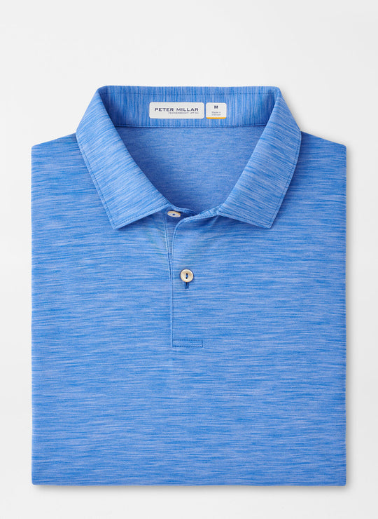 Peter Millar Featherweight Performance Mélange Polo In Cape Blue