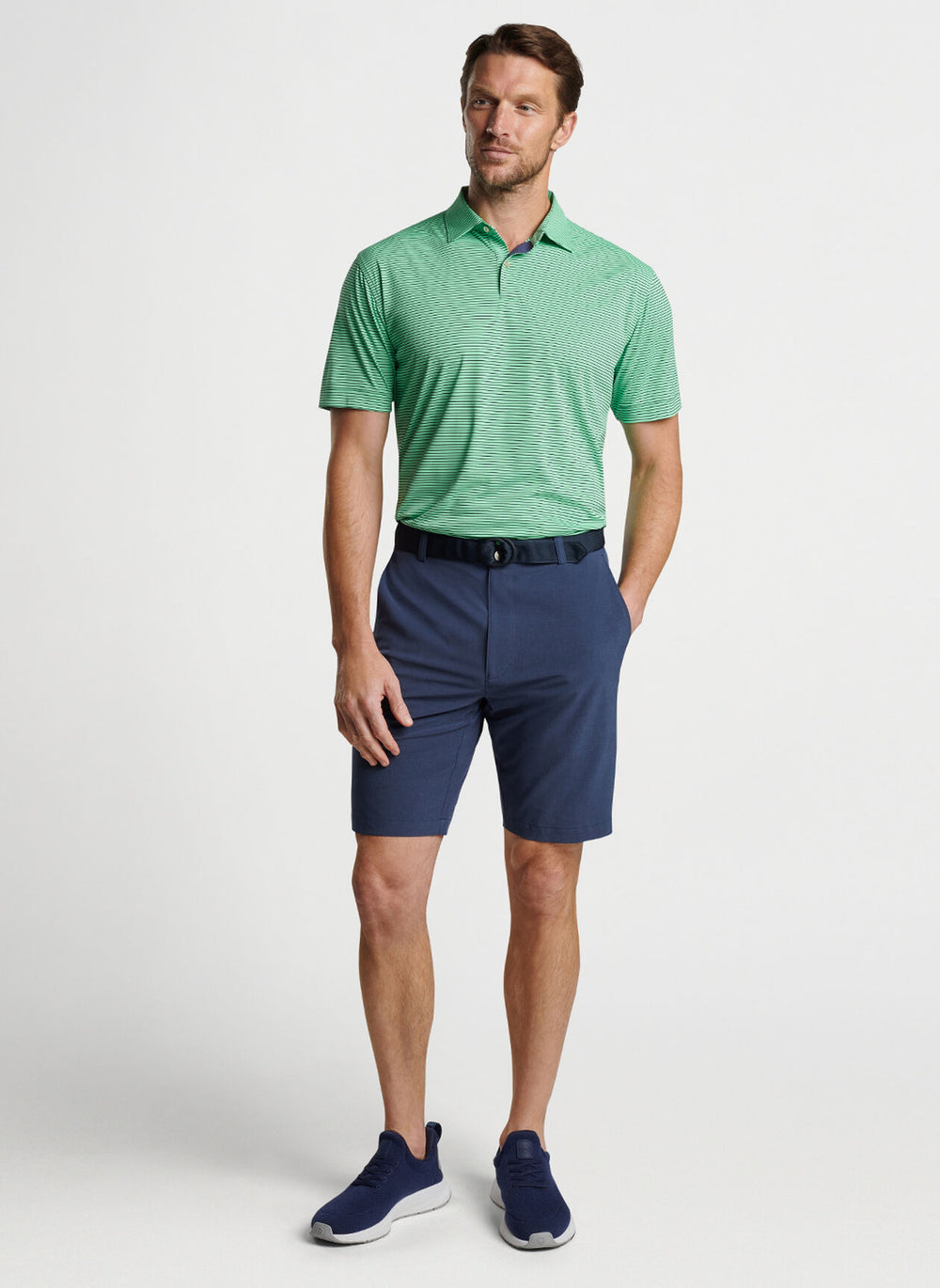Peter Millar Featherweight Performance Stripe Polo In Summer Meadow