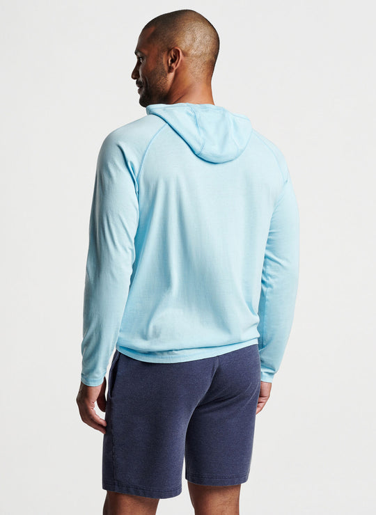 Peter Millar Cannon Popover Hoodie In Mint Blue