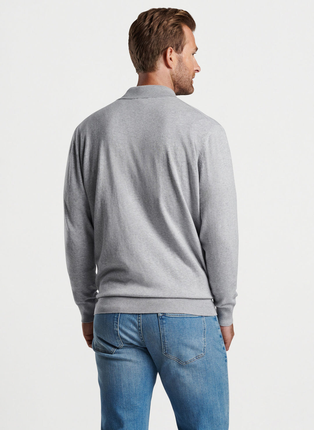 Peter Millar Whitaker Quarter-Zip Sweater In British Grey