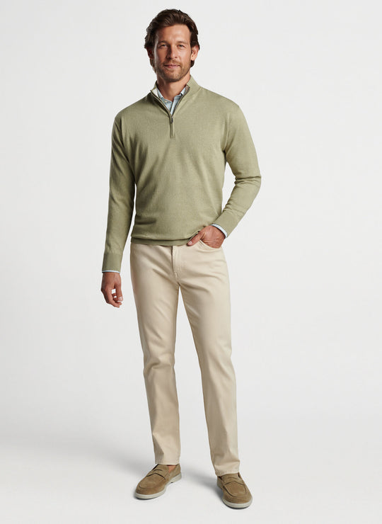 Peter Millar Whitaker Quarter-Zip Sweater In Tea Leaf