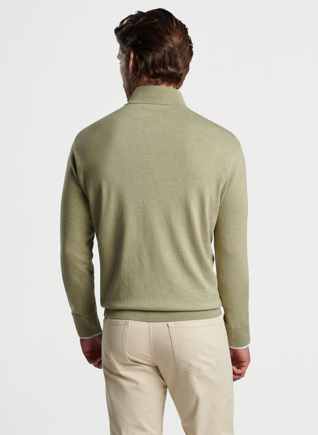 Peter Millar Whitaker Quarter-Zip Sweater In Tea Leaf