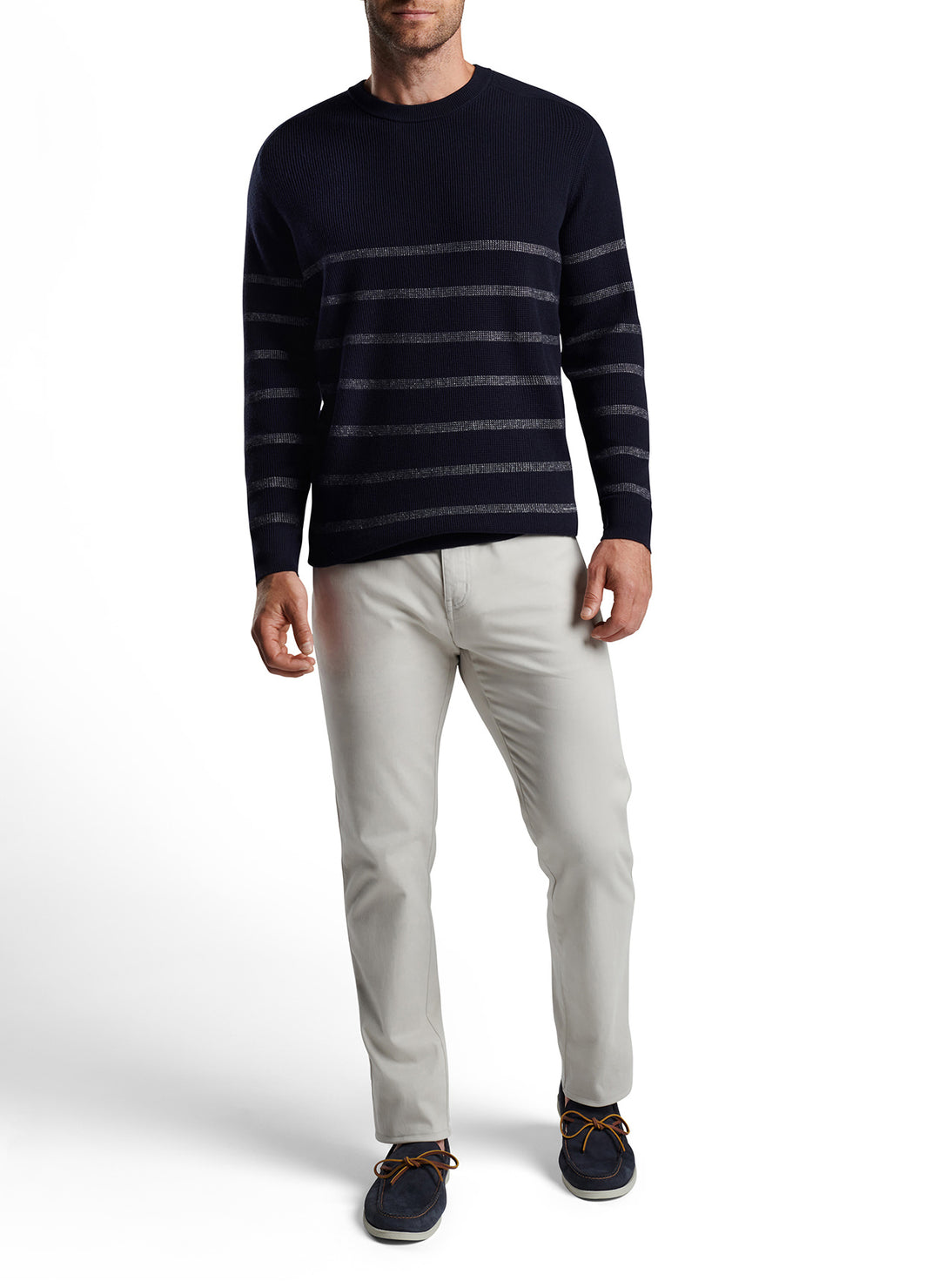 Sampson Striped Crewneck Sweater in Navy