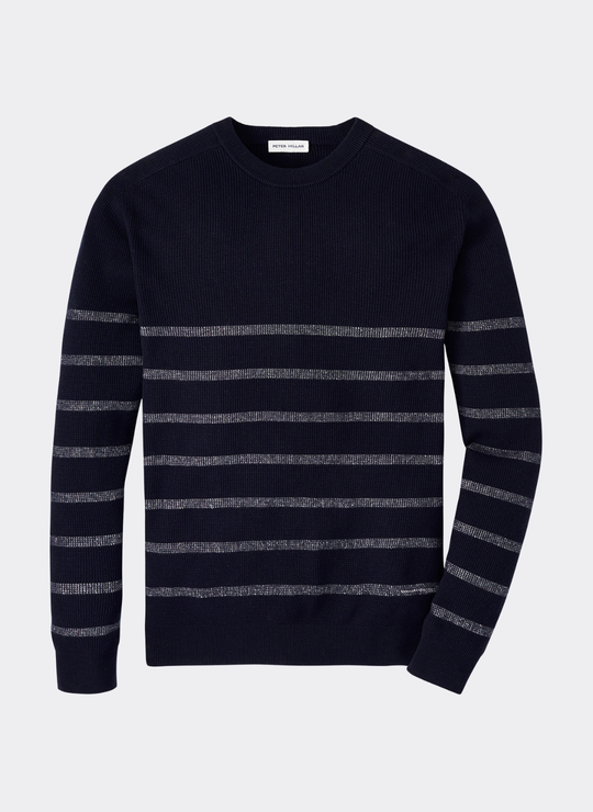 Sampson Striped Crewneck Sweater in Navy