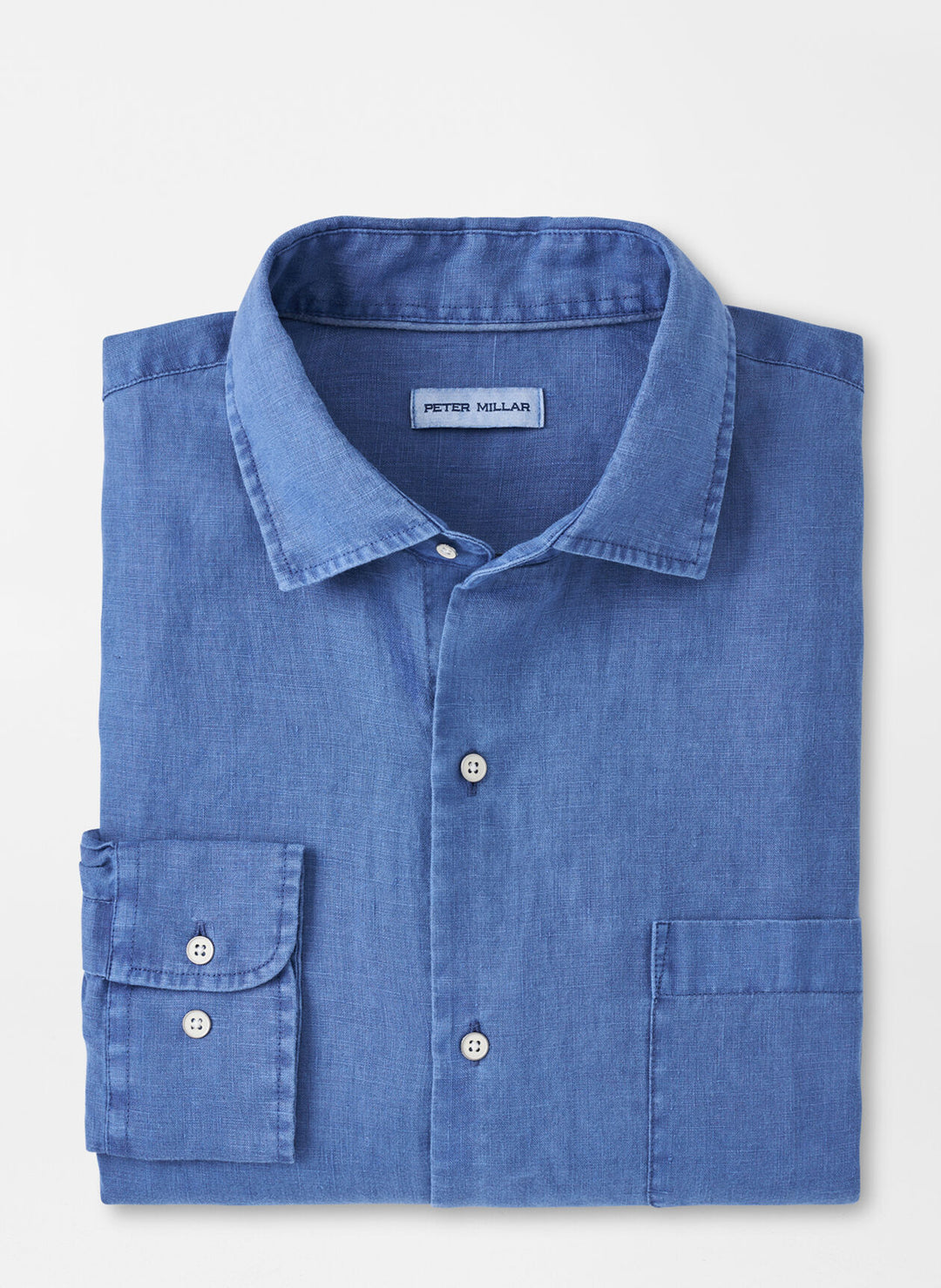 Peter Millar Coastal Garment Dyed Linen Sport Shirt In Moon Blue