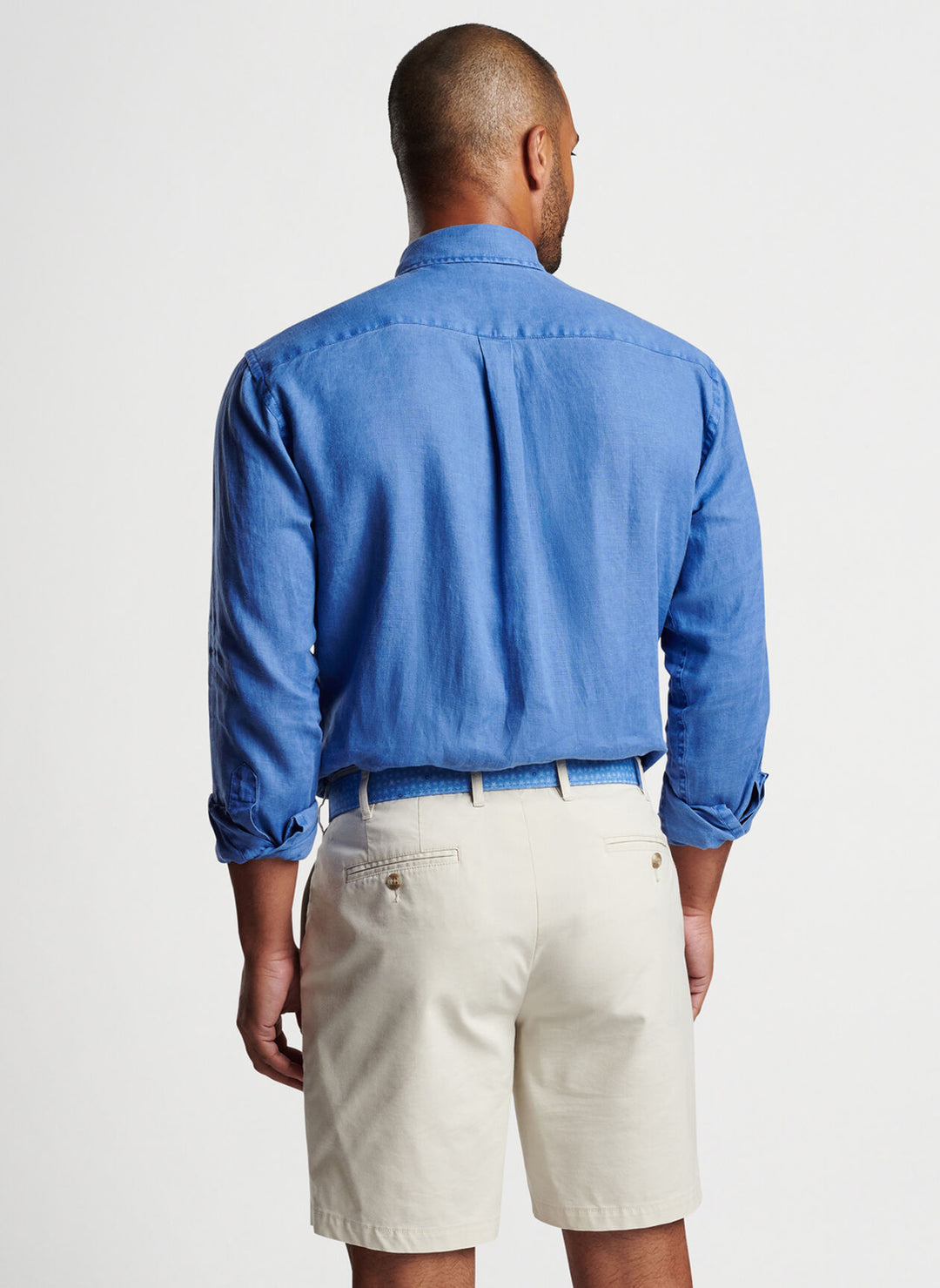 Peter Millar Coastal Garment Dyed Linen Sport Shirt In Moon Blue