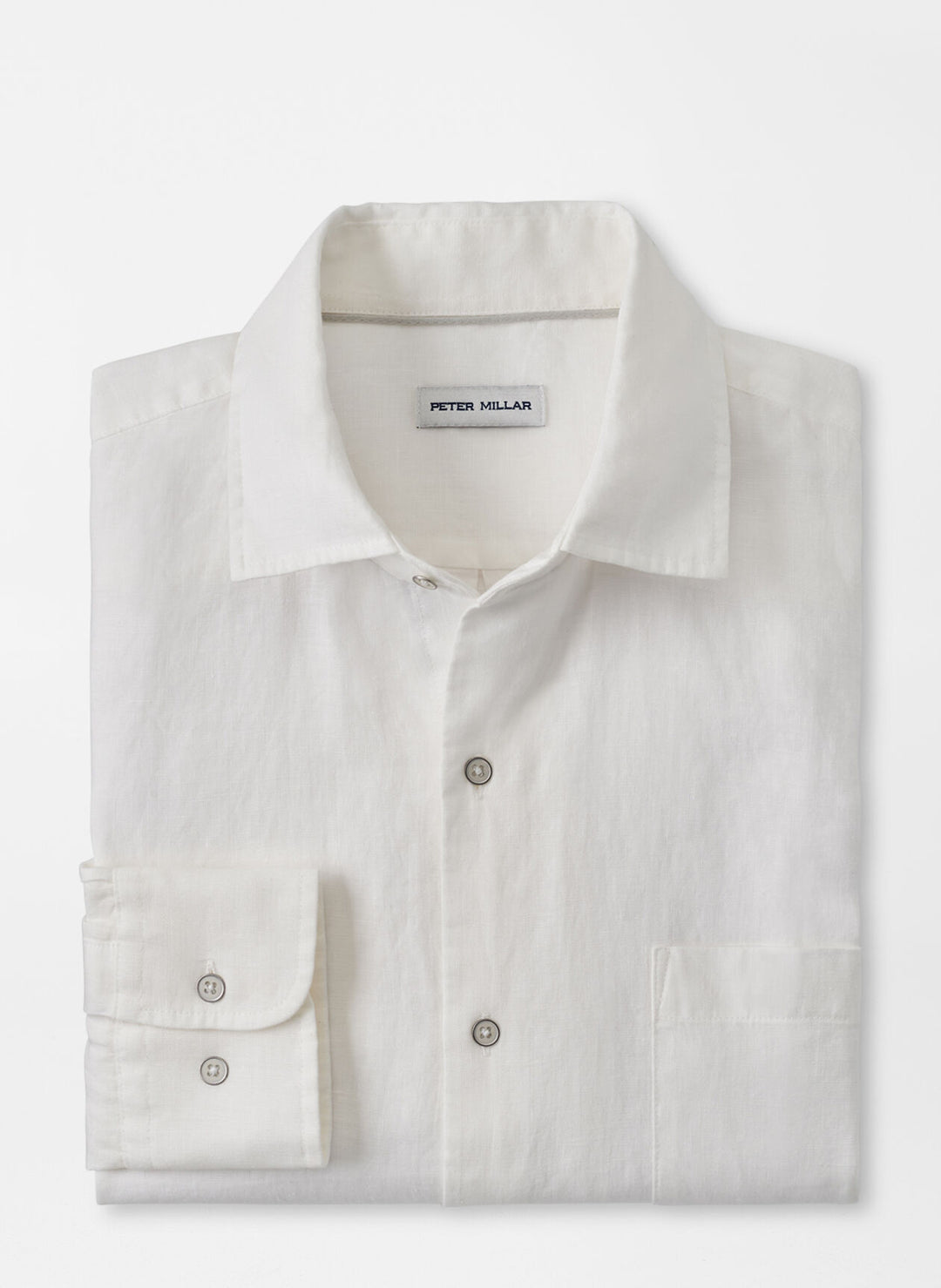 Peter Millar Coastal Garment Dyed Linen Sport Shirt In White