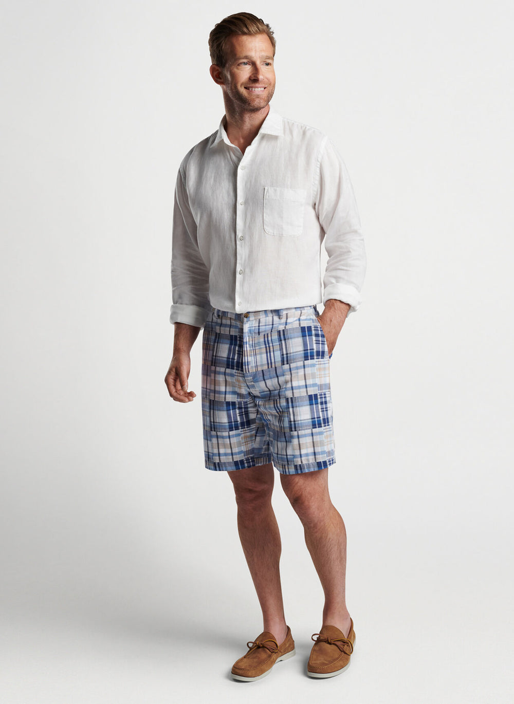 Peter Millar Coastal Garment Dyed Linen Sport Shirt In White