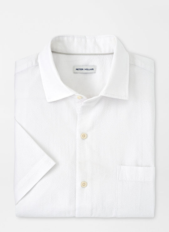 Peter Millar Seaward Seersucker Cotton Sport Shirt In White