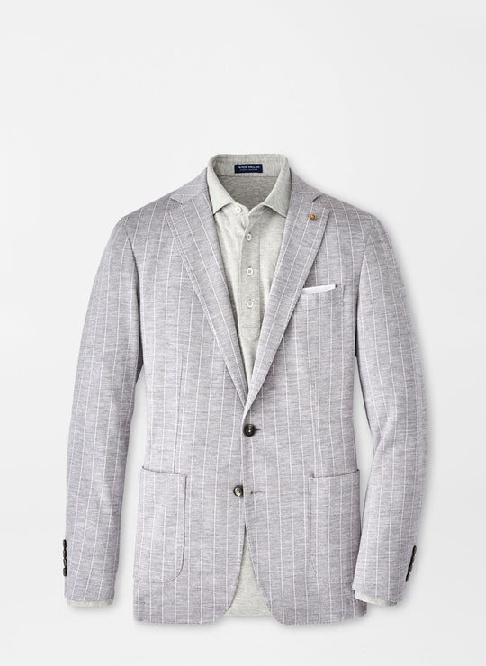 Peter Millar Melton Knit Pinstripe Soft Jacket In British Grey