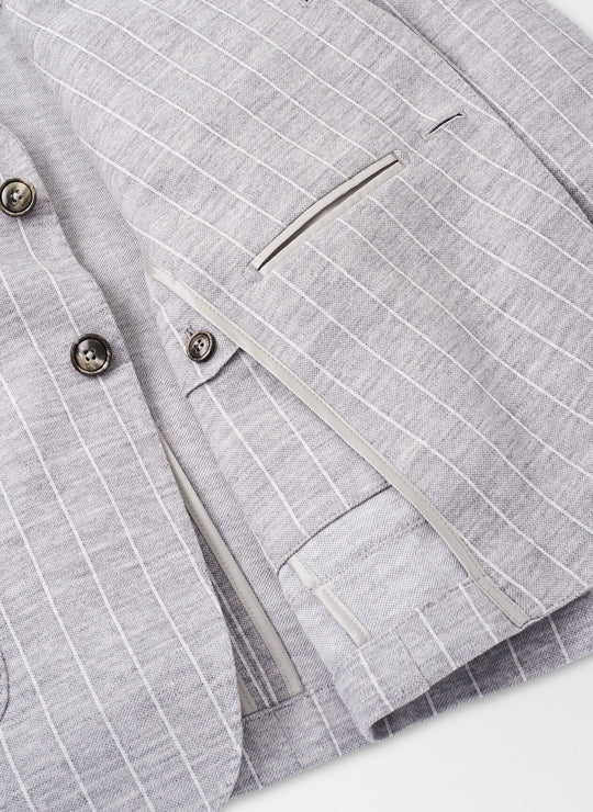 Peter Millar Melton Knit Pinstripe Soft Jacket In British Grey