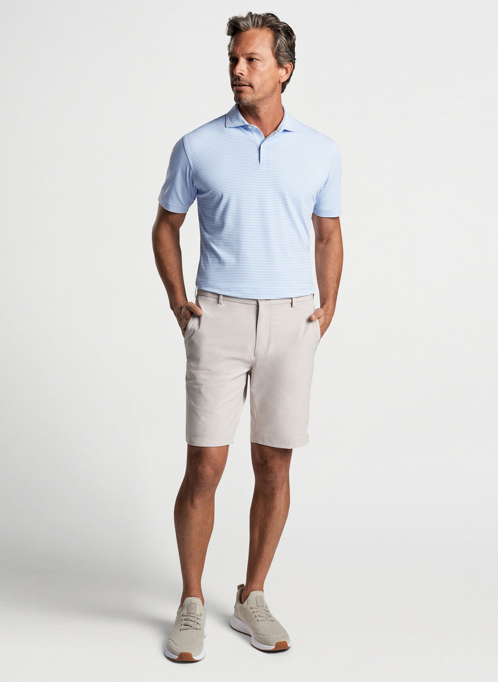 Peter Millar Ambrose Performance Jersey Polo In White