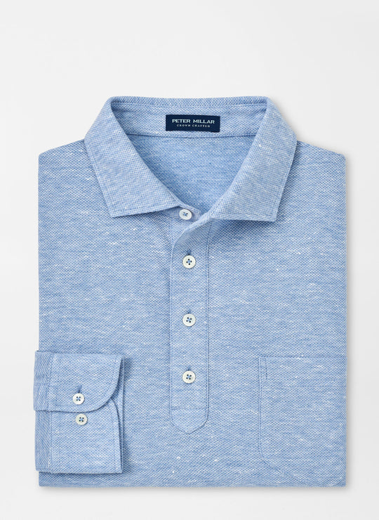 Peter Millar Croxley Long-Sleeve Polo In Blue Frost