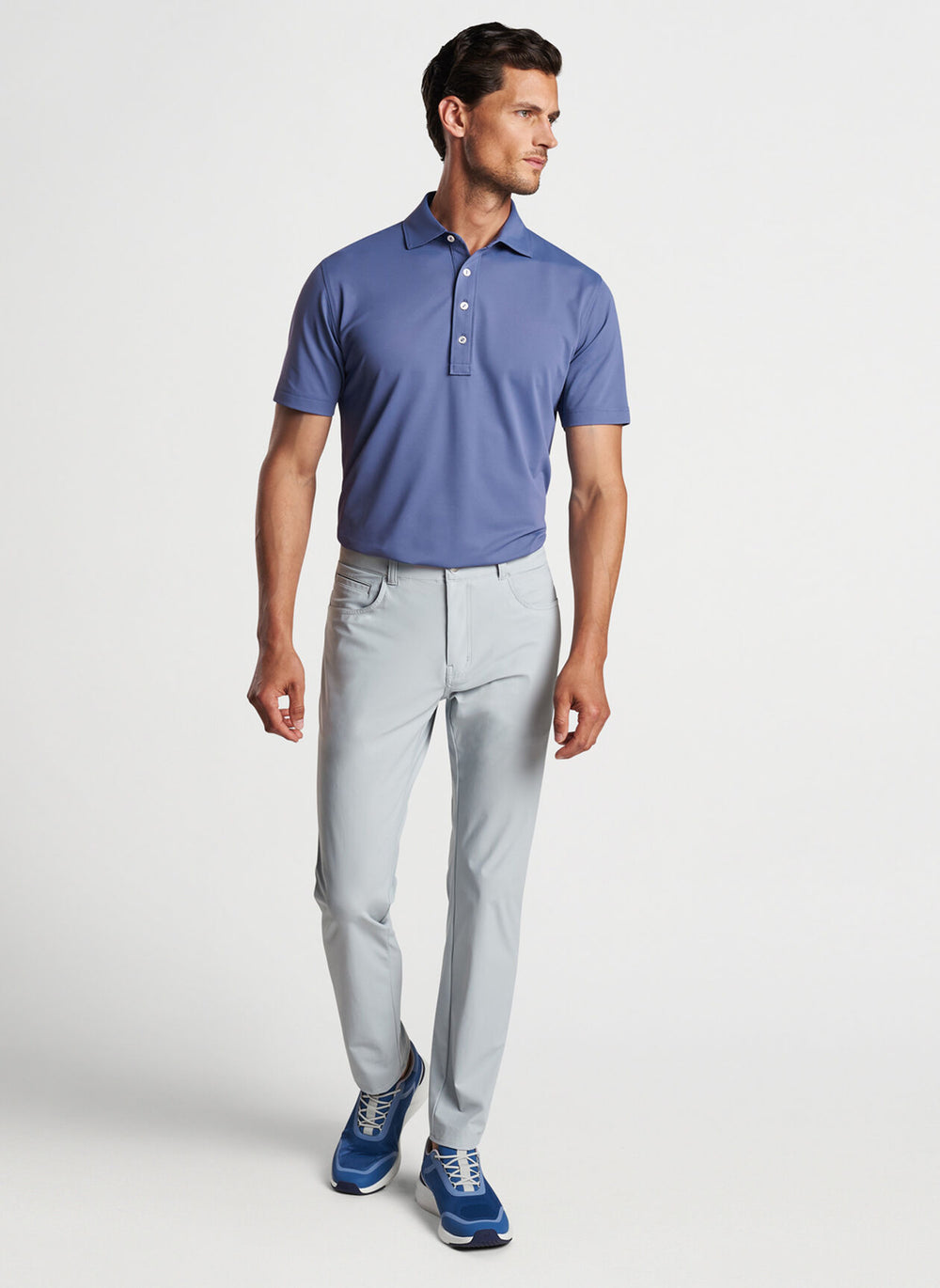 Peter Millar Soul Performance Mesh Polo In Blue Pearl
