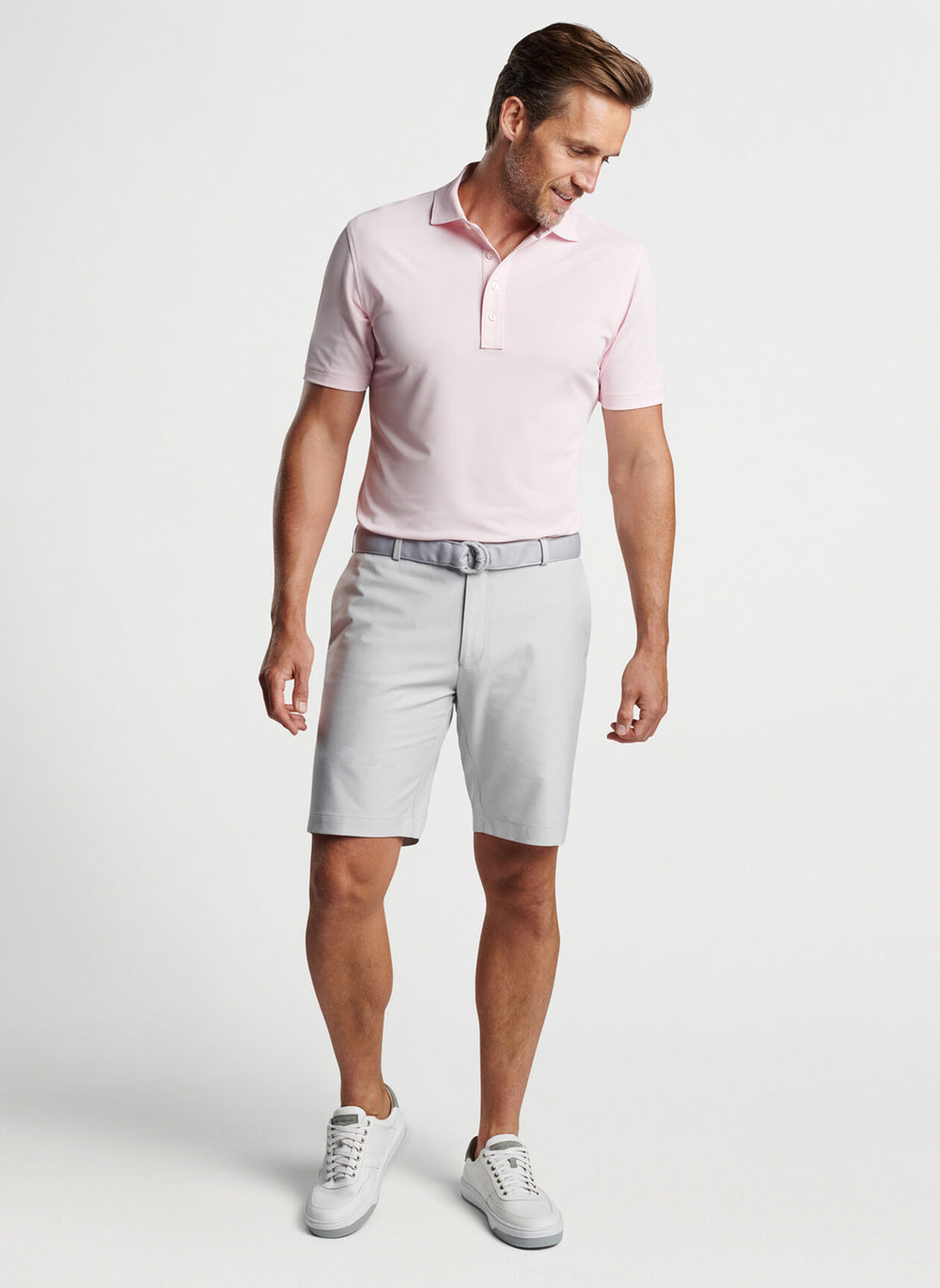 Peter Millar Soul Performance Mesh Polo In Misty Rose