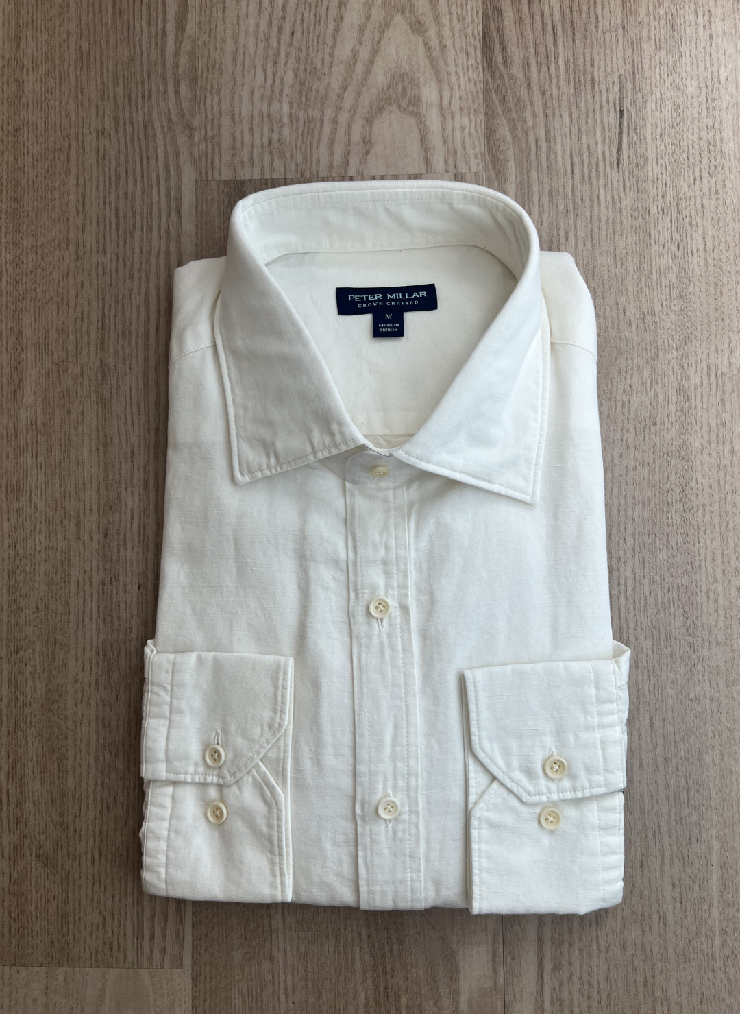 Teo Half-Button Cotton Linen Shirt in White