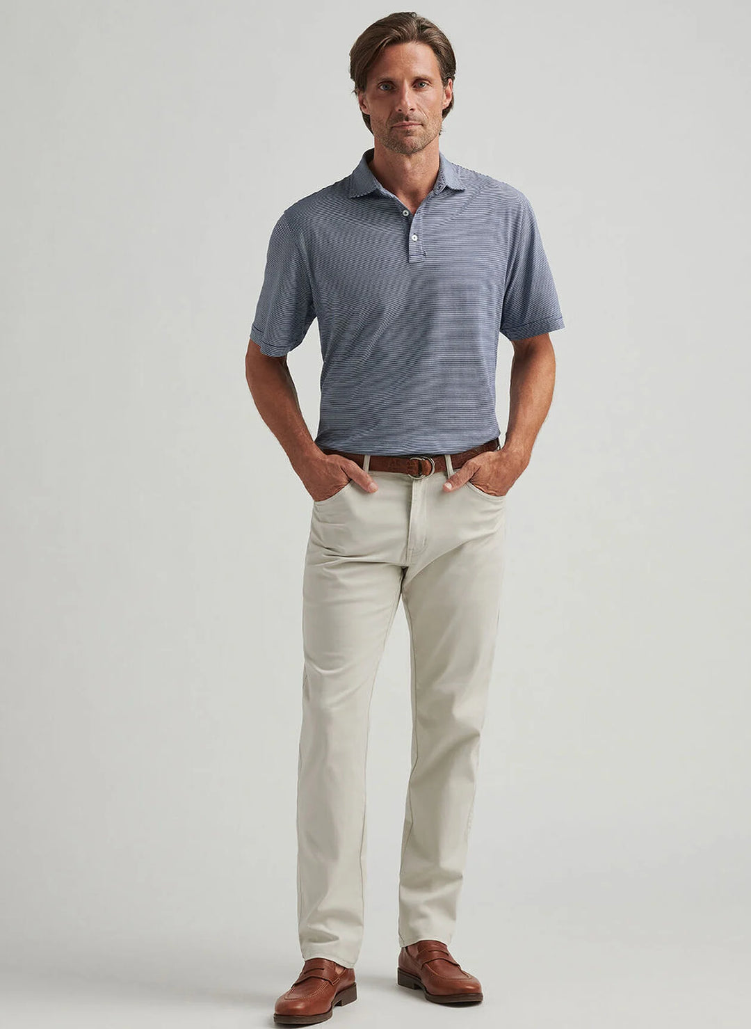 Peter Millar Signature Sateen Five-Pocket Pant In Stone