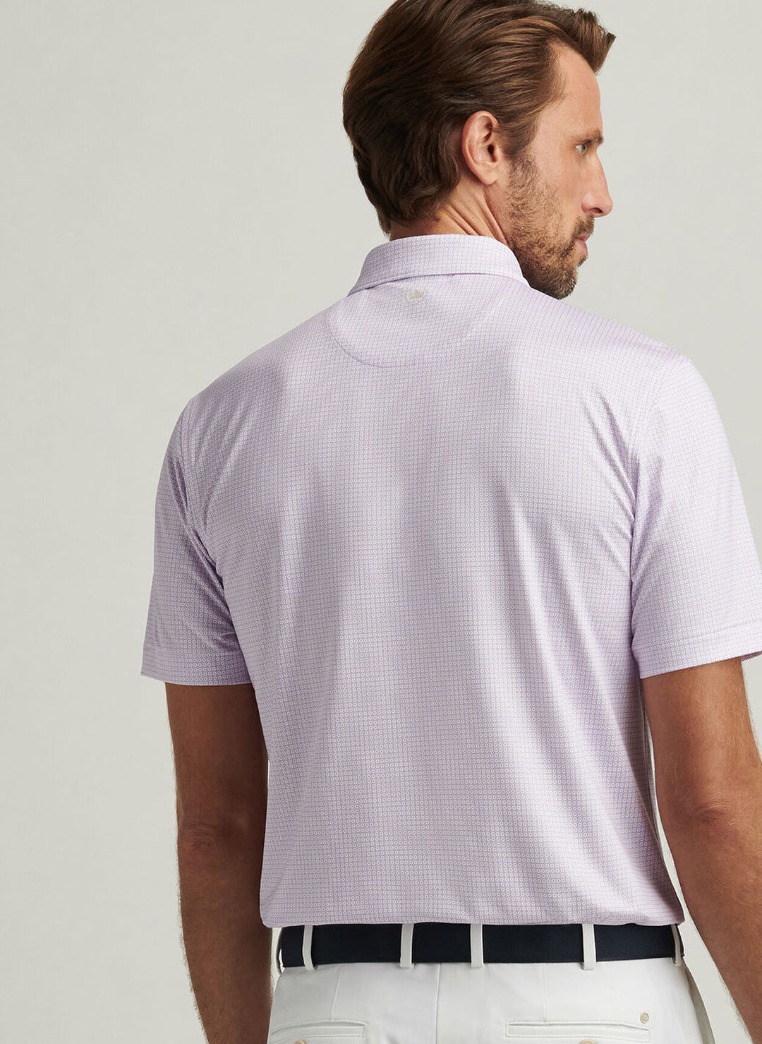 Peter Millar Orbit Performance Jersey Polo In White/Blue Sea