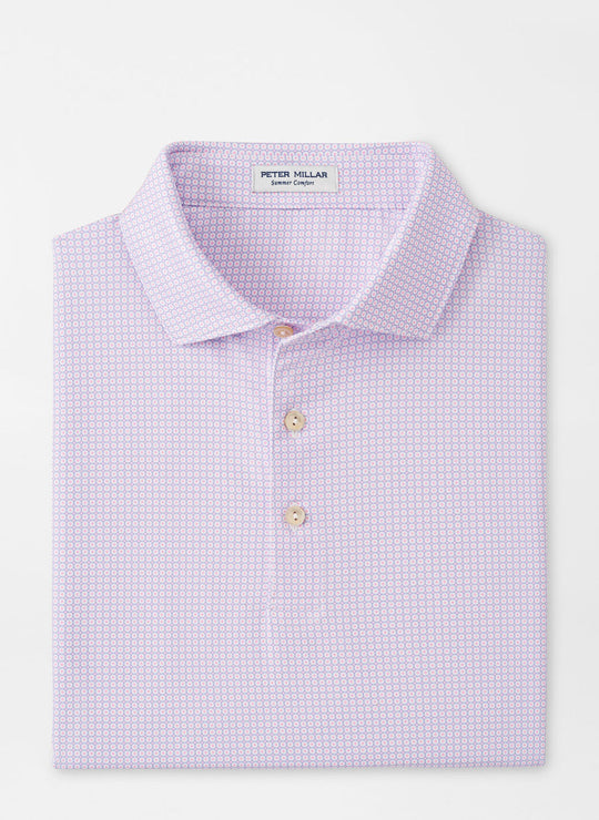 Peter Millar Orbit Performance Jersey Polo In White/Blue Sea