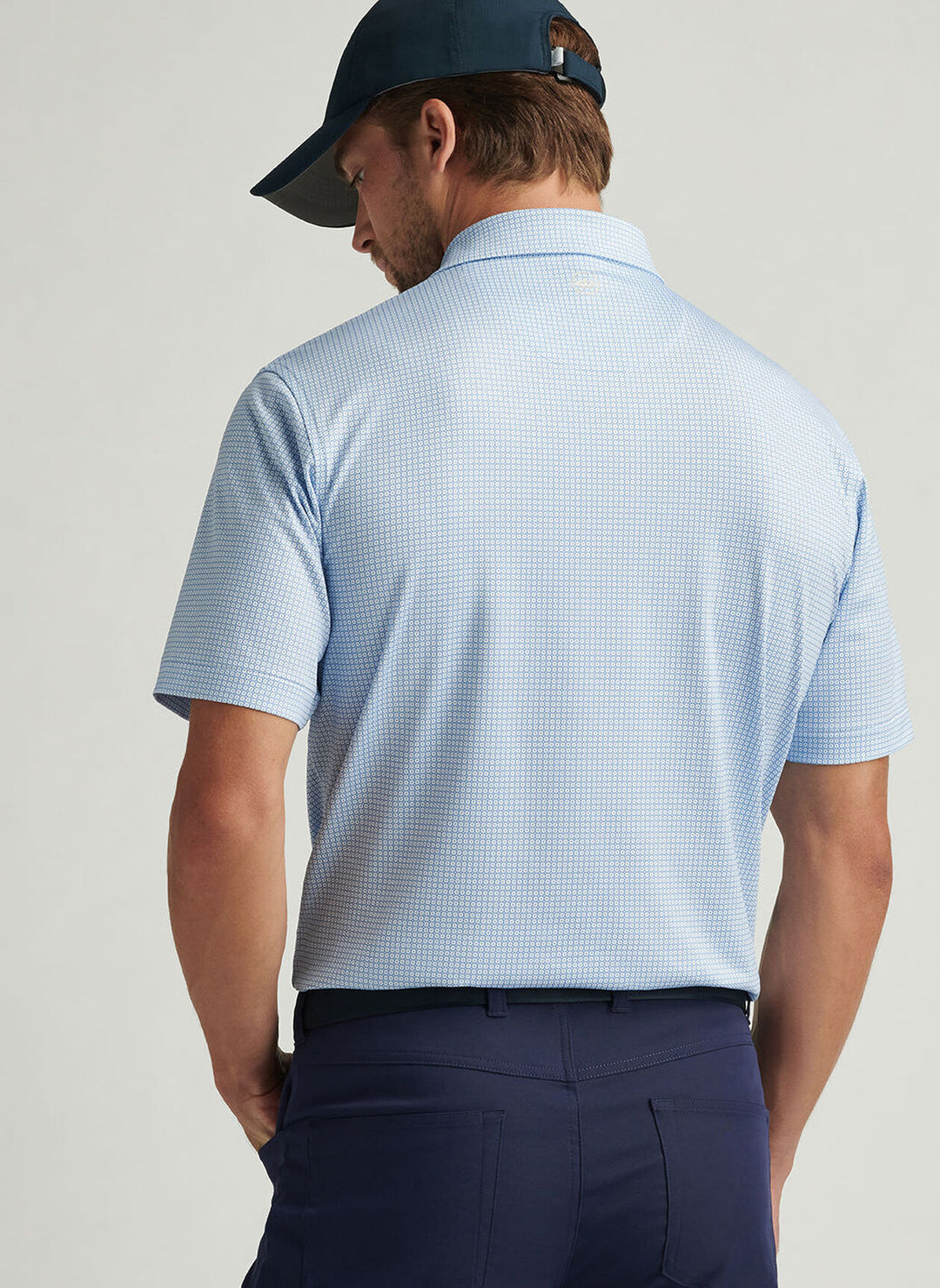 Peter Millar Orbit Performance Jersey Polo In White/Sailor Blue