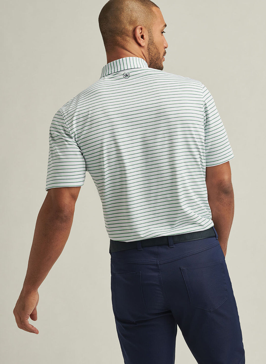 Peter Millar Dunnes Performance Jersey Polo In White/Pear Tart