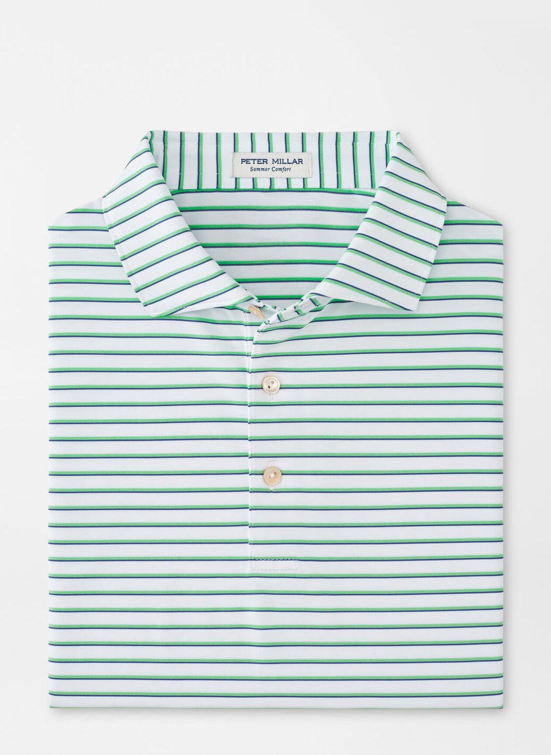 Peter Millar Dunnes Performance Jersey Polo In White/Pear Tart