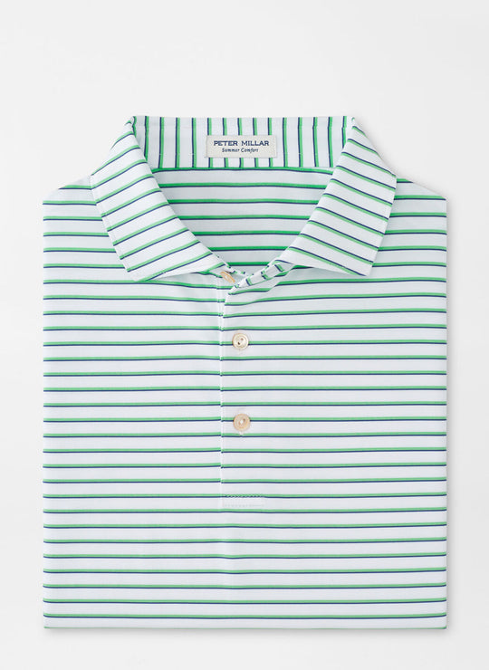 Peter Millar Dunnes Performance Jersey Polo In White/Pear Tart