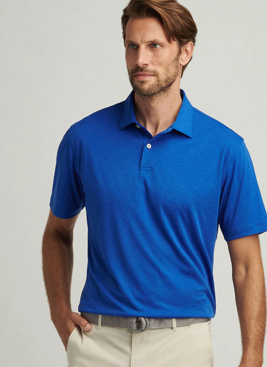 Peter Millar Featherweight Mélange Polo In Tide
