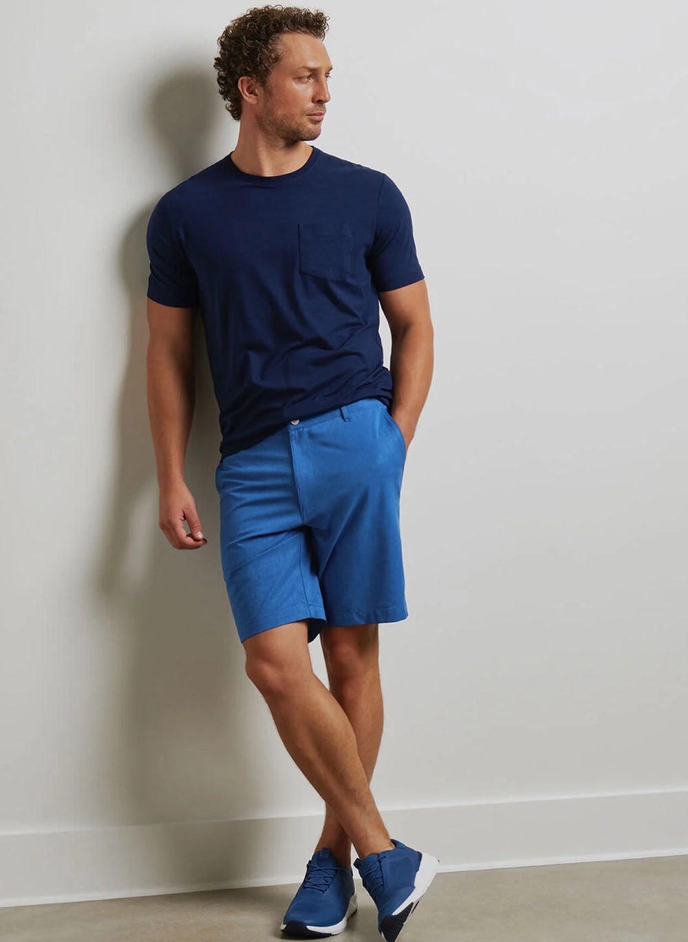 Peter Millar Shackleford Gingham Performance Hybrid Short Sailor Blue