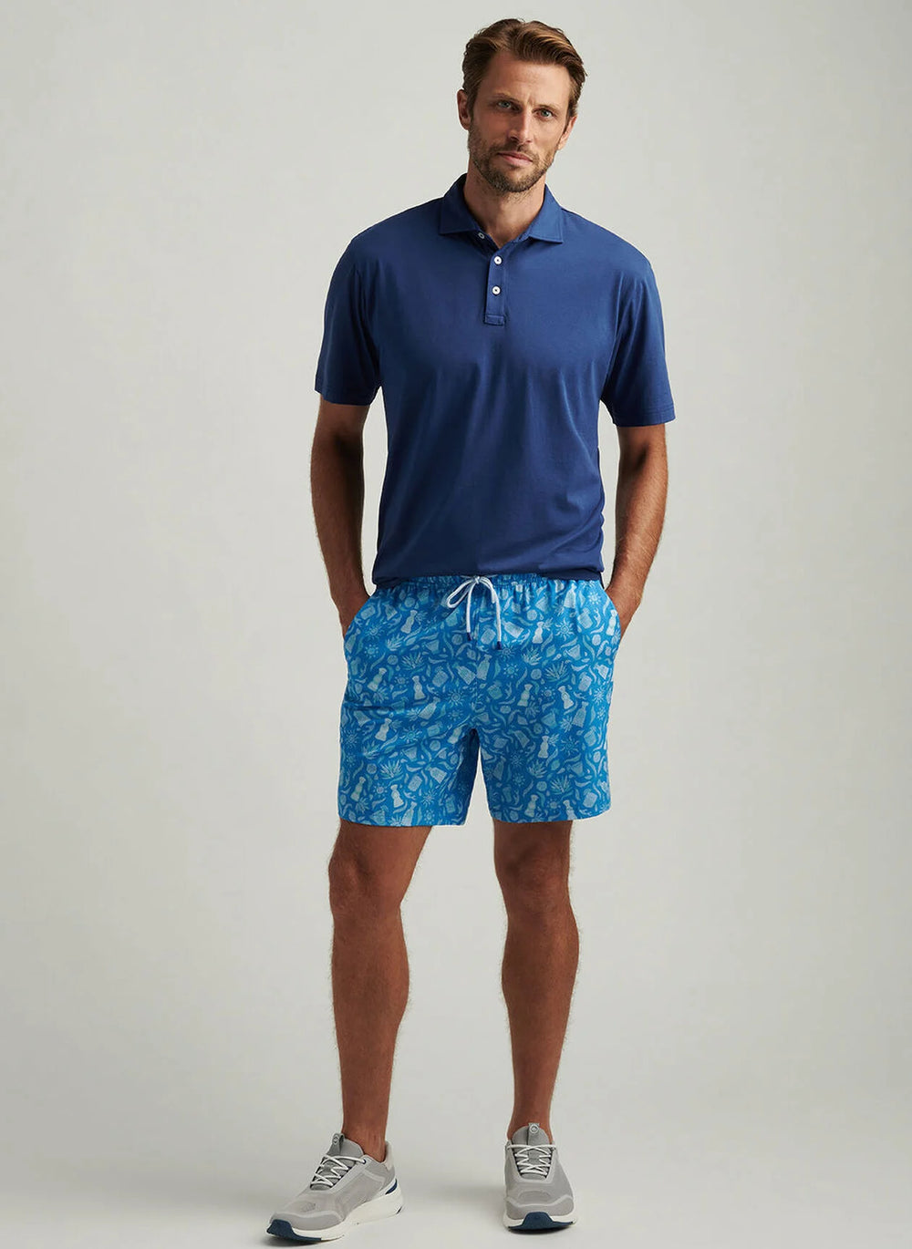 Peter Millar Saltwater Spirits Swim Trunk In Blue Macaw