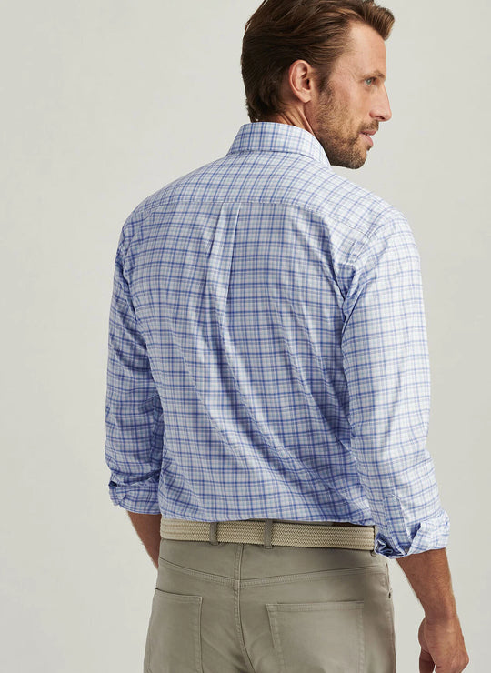 Peter Millar Garrow Crown Lite Cotton-Stretch Sport Shirt In Blue Freesia