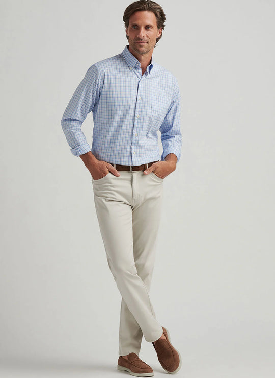 Peter Millar Albert Crown Lite Cotton-Stretch Sport Shirt in Blue Poppy