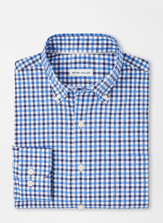 Peter Millar Gardner Crown Lite Cotton-Stretch Sport Shirt In Pacific