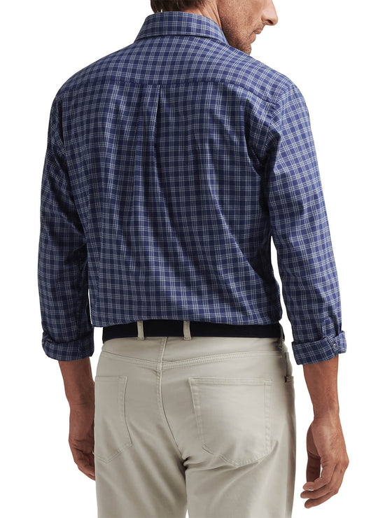 Elton Crown Lite Cotton-Stretch Sport Shirt in Navy