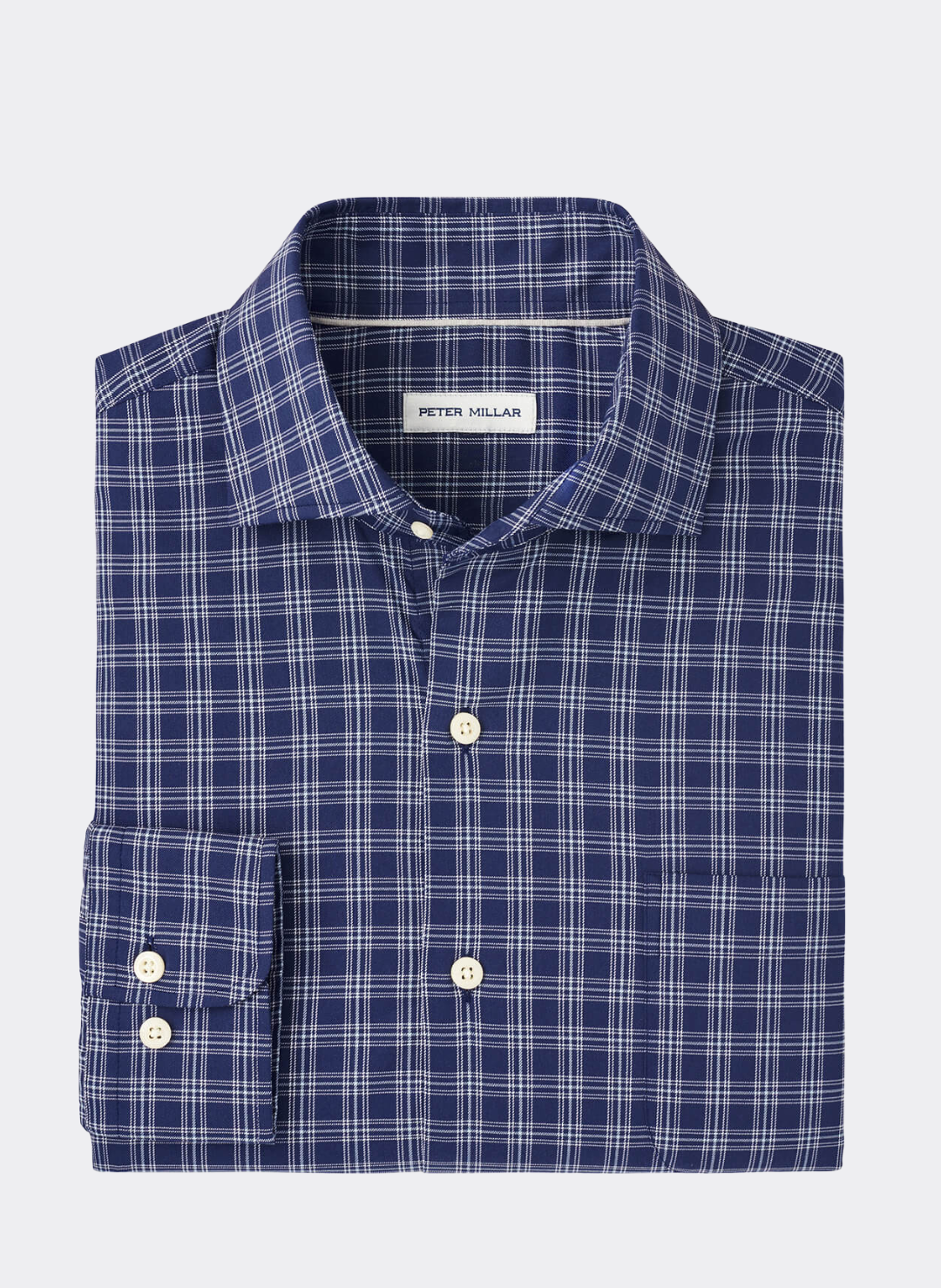 Elton Crown Lite Cotton-Stretch Sport Shirt in Navy