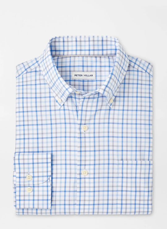 Peter Millar Calgary Crown Lite Cotton-Stretch Sport Shirt In Blue Poppy