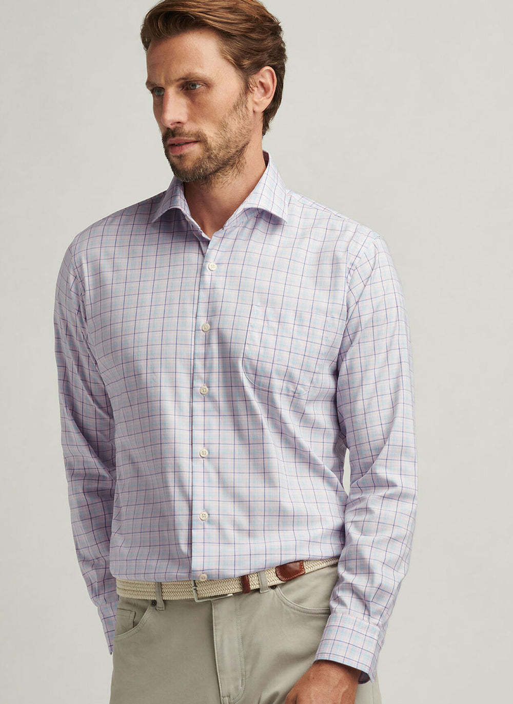 Peter Millar Huron Crown Lite Cotton-Stretch Sport Shirt In Palmer Pink