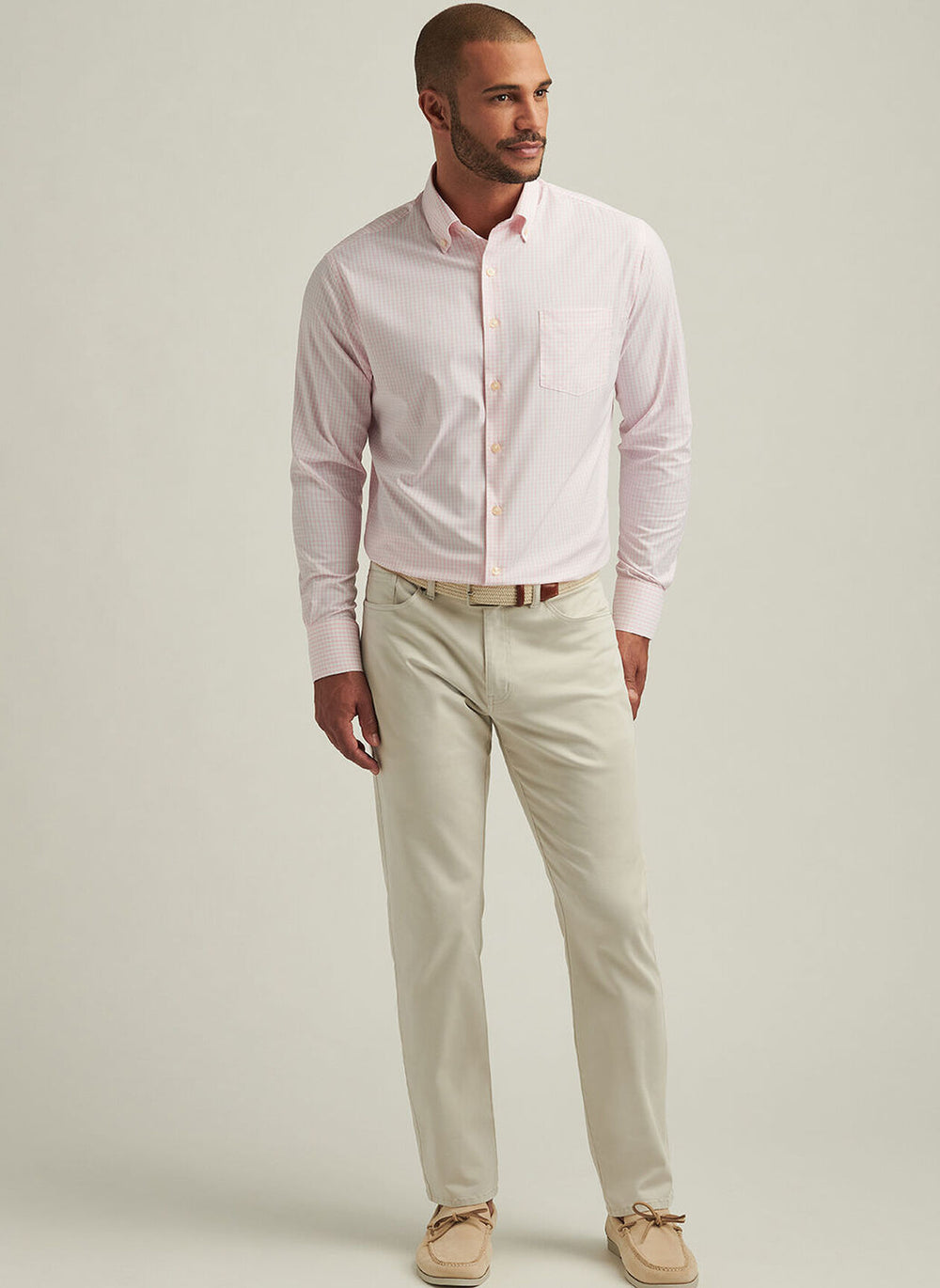 Peter Millar Hanford Performance Twill Sport Shirt In Palmer Pink