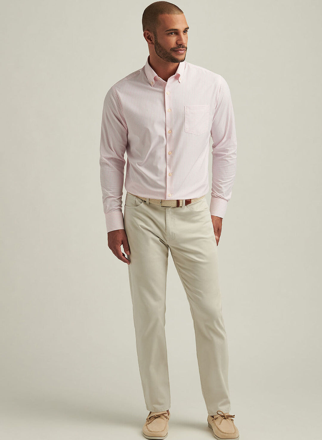 Peter Millar Hanford Performance Twill Sport Shirt In Palmer Pink