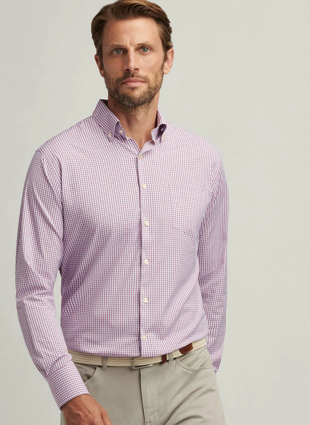 Peter Millar Derwent Performance Twill Sport Shirt In Geranium