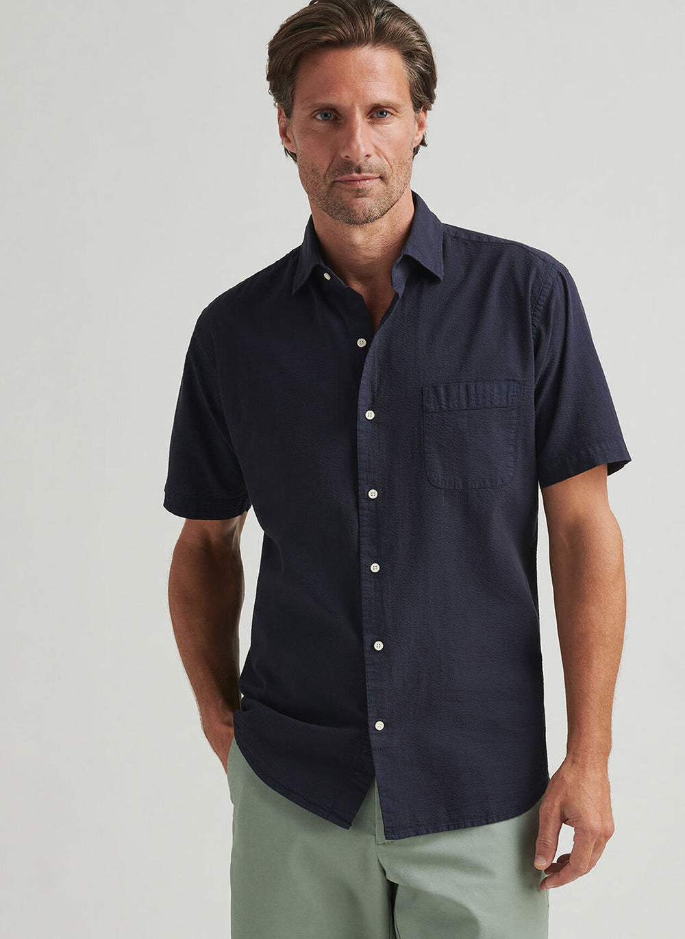 Peter Millar Seaward Cotton Sport Shirt In Navy