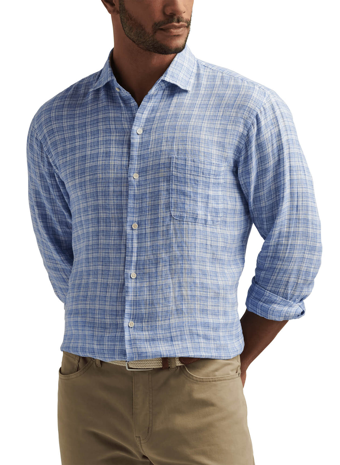 Chilwa Linen Sport Shirt in Blue Poppy